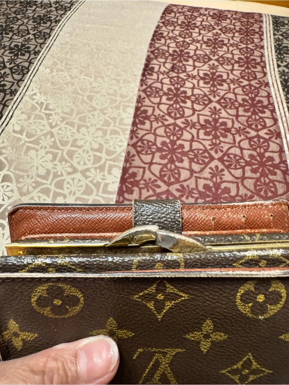 Louis Vuitton Monogram Canvas Compact Snap Wallet in Brown with Gold Hardware